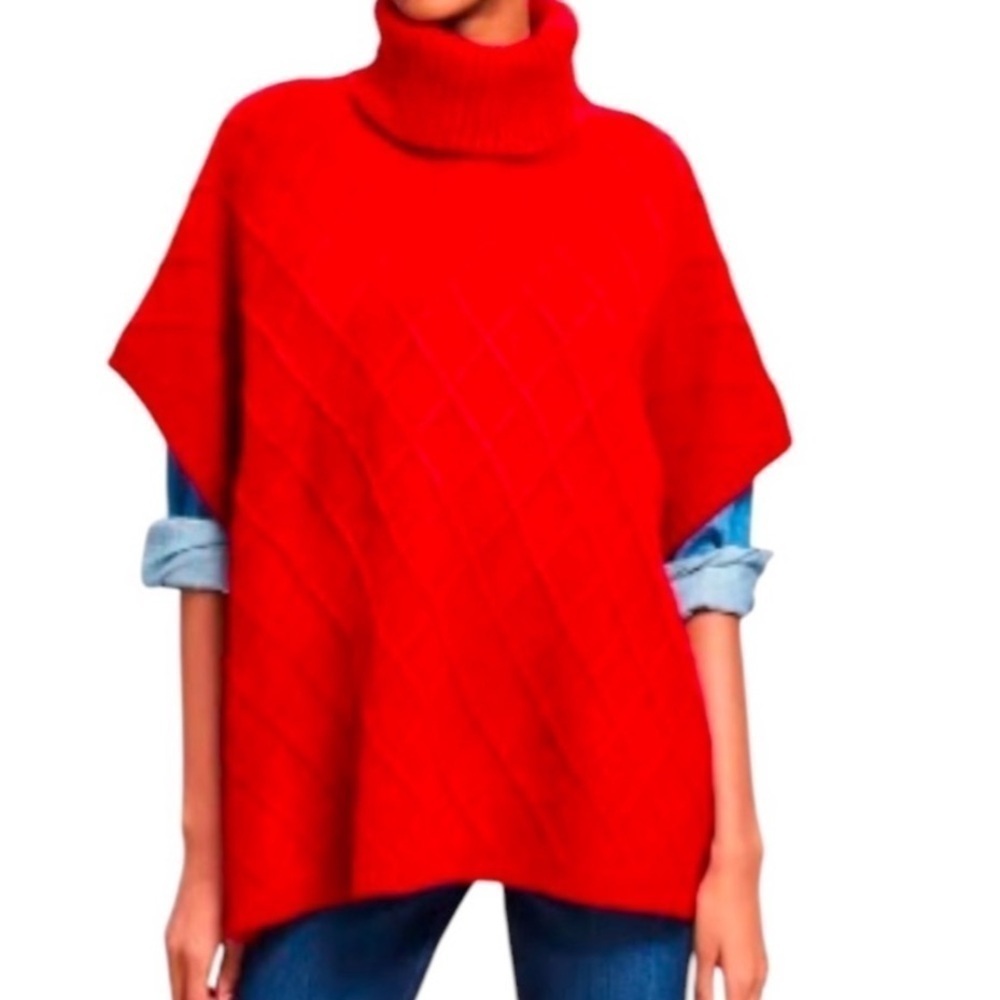 Loft Cable Knit Turtleneck Poncho Size XS/S